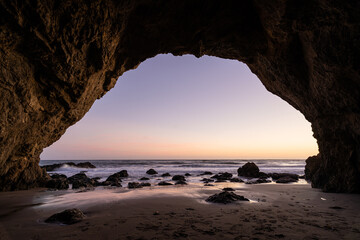 sunset sea cave