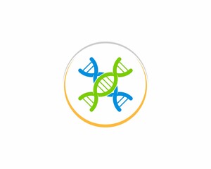 DNA Helix crossed inside the circle logo