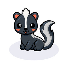 Cute little skunk cartoon sitting