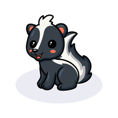 Cute little skunk cartoon sitting