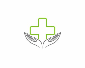 Medical symbol on the wish hand illustration logo