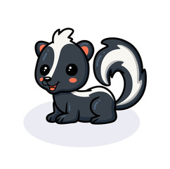 Cute little skunk cartoon lying down