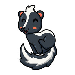 Cute little skunk cartoon posing