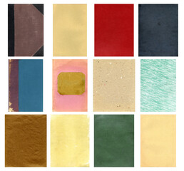 Fototapeta premium Paper and textile textures set. Blank retro pages and old book covers. Rough faded canvas surface. Perfect for background and vintage style design. Empty place for text.