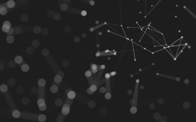 Fototapeta premium Abstract background. Molecules technology with polygonal shapes, connecting dots and lines. Connection structure. Big data visualization.