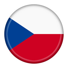 Czech Republic flag button 3d illustration with clipping path
