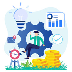 Illustration vector graphic cartoon character of creative work skills and abilities