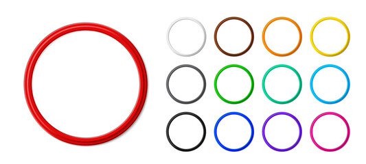 Set of colored round frames with shadows and rounded corners are blank mockup isolated on a white background. Vector design of template photo frame is perfect for presentations, photos and pictures
