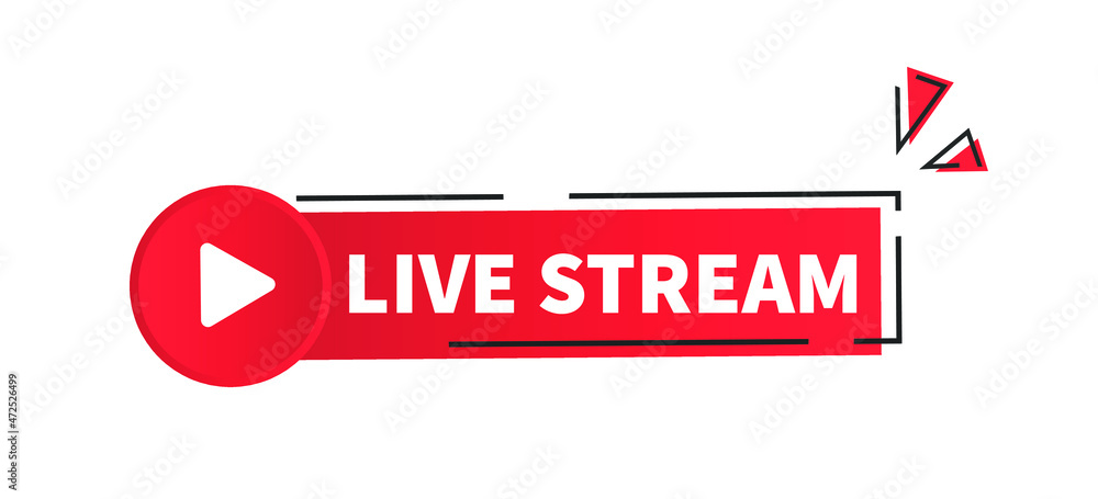 Poster vector live stream logo 3d style with play button