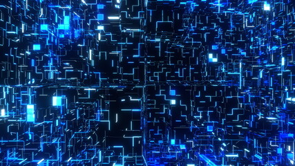 VJ グリッド サイバー空間 トンネル 青 [別Verあり]