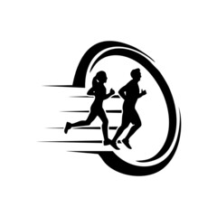 Obraz premium Athletic logo. Run Icon Logo Template