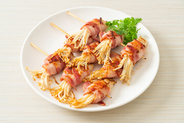 Bacon Wrapped Golden Needle Mushroom