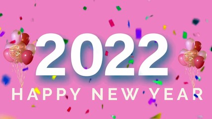 Fototapeta na wymiar Animation white Texture HAPPY NEW YEAR 2022 with colorful ribbons.