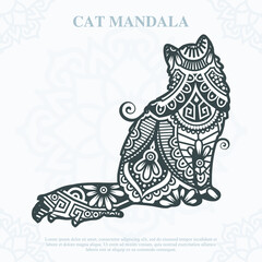 Cat Mandala. Vintage decorative elements. Oriental pattern, vector illustration.