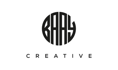 Letters BAAY creative circle logo design vector, 4 letters logo