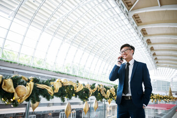 Asian businessman on the phone