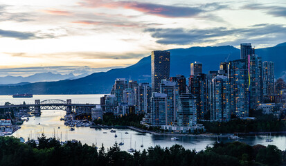 Vancouver Downtown during sunset blue hour