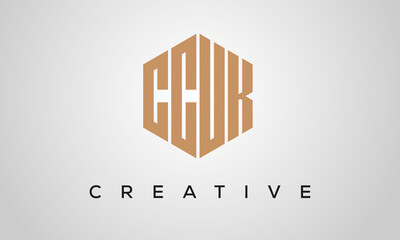 letters CCUK creative polygon hexagon logo victor template	