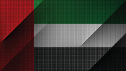 Uni Arab Emirates UAE national flag wallpaper. Solid lines peeking out from behind the canvas curtain. Objects pop up from back screen.