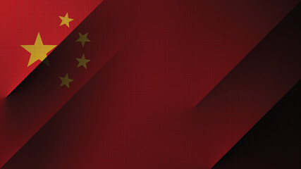 China national flag wallpaper. Solid lines peeking out from behind the canvas curtain. Objects pop up from back screen.