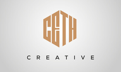 letters CETH creative polygon hexagon logo victor template	