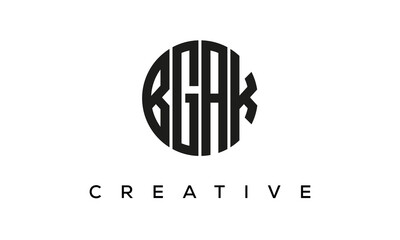 Letters BGAK creative circle logo design vector, 4 letters logo