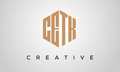 letters CETK creative polygon hexagon logo victor template	