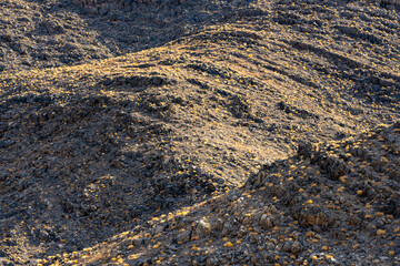 Yellow Bushes Dot The Black Hills Above The Racetrack Playa