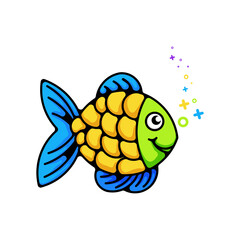 fish mascot logos, icons, stickers and t-shirts
