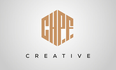 letters CHPF creative polygon hexagon logo victor template	