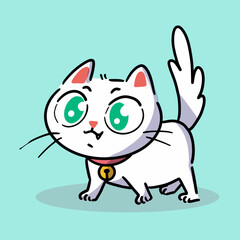 Gorgeous White Kitten Character Doodle Illustration
