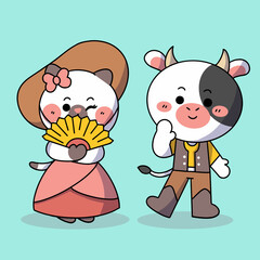 Sweet Couple Going to Prom Character Doodle Illustration