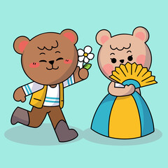 Lovely Couple Going to Prom Character Doodle Illustration