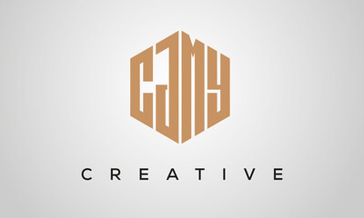 letters CJMY creative polygon hexagon logo victor template	