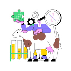 Genetically modified animals abstract concept vector illustration. Genetically modified food, animal gene experiment, dna engineering industry, disease resistant livestock abstract metaphor.