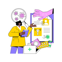 Human papillomavirus HPV abstract concept vector illustration. HPV infection development, skin-to-skin viral infection, human papillomavirus, cervical cancer early diagnostics abstract metaphor.