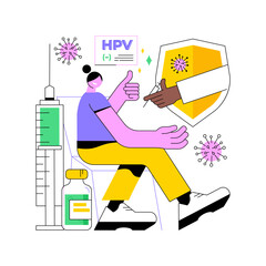 HPV vaccination abstract concept vector illustration. Protecting against cervical cancer, human papillomavirus immunization program, HPV vaccination, prevent infection abstract metaphor.