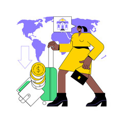 Repatriation grant abstract concept vector illustration. Salary and allowance, moving to abroad, returning to homeland, repatriation, integration of migrant, accept job offer abstract metaphor.