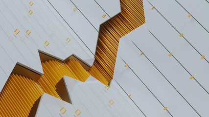 Abstract texture. 3d rendering background can be used in cover design, book design, poster, CD cover, flyer, website background for advertisement, broadcasting, presentation White and Yellow, Economic