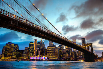 Brooklyn Bridge and Manhattan at night