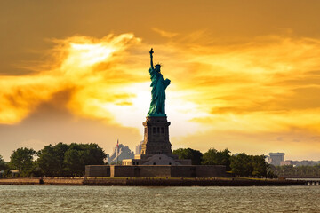 Statue of Liberty at sunset