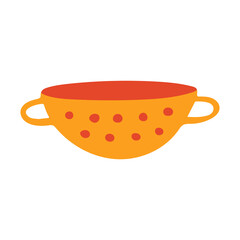 Cute colander icon. Vector flat hand drawn illustration in cartoon style