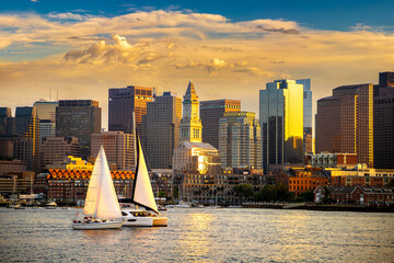 Boston cityscape at sunset