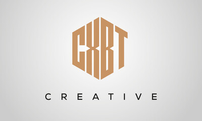 letters CXBT creative polygon hexagon logo victor template