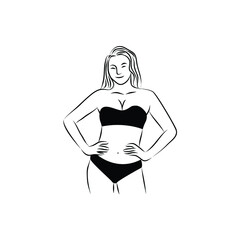 sensual beauty girl wearing swimsuit logo design vector illustration
