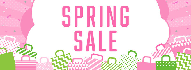春のショッピング・セール向け　バナーテンプレート（文字入り）