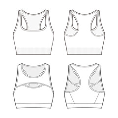 Sports bra fashion vector sketch, Apparel template, Sports bra - obrazy, fototapety, plakaty