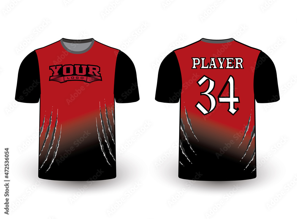 Sticker Sports gear template mockup perfect fit for all sports. The designs that go on casual wear, shirts, fashions apparel, and all kinds of team uniform