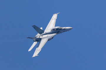 F-18 Hornet approaching in beautiful light