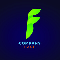 abstract colorful f letter logo,  colorful illustration